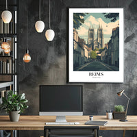 Reims Cathedral Vintage Poster PosterGoat