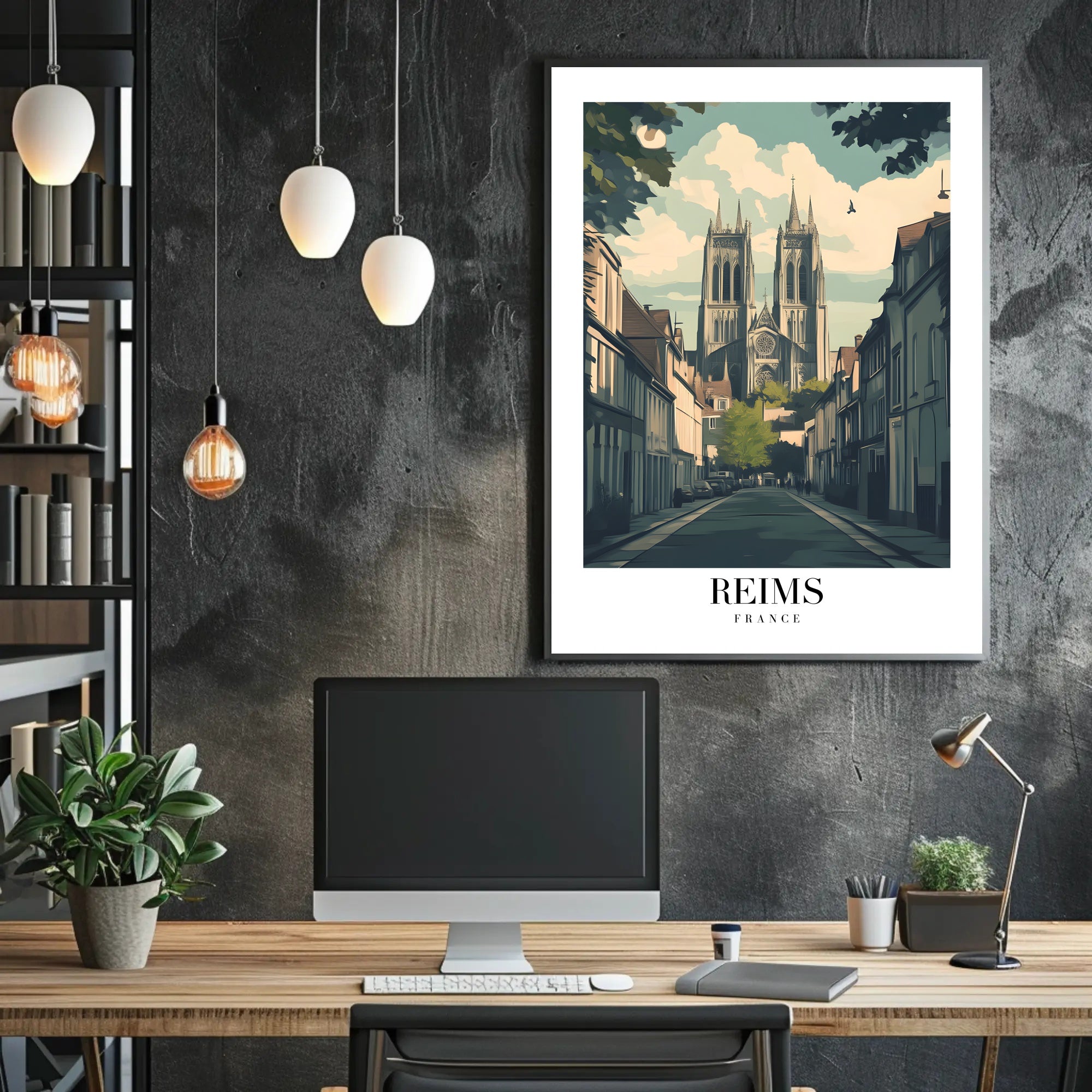 Reims Cathedral Vintage Poster PosterGoat