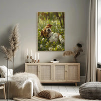 Relaxed Dog in Serene Garden Setting Animal Poster PosterGoat