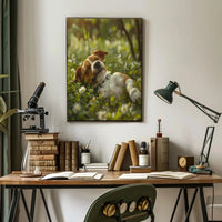 Relaxed Dog in Serene Garden Setting Animal Poster PosterGoat
