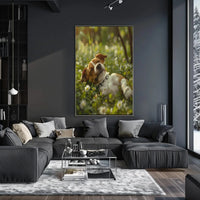 Relaxed Dog in Serene Garden Setting Animal Poster PosterGoat