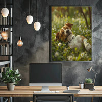 Relaxed Dog in Serene Garden Setting Animal Poster PosterGoat
