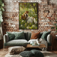 Relaxed Dog in Serene Garden Setting Animal Poster PosterGoat