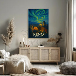Reno Nightlife Inspired Artistic Travel Poster PosterGoat