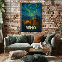 Reno Nightlife Inspired Artistic Travel Poster PosterGoat
