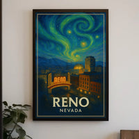 Reno Nightlife Inspired Artistic Travel Poster PosterGoat