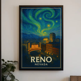 Reno Nightlife Inspired Artistic Travel Poster PosterGoat