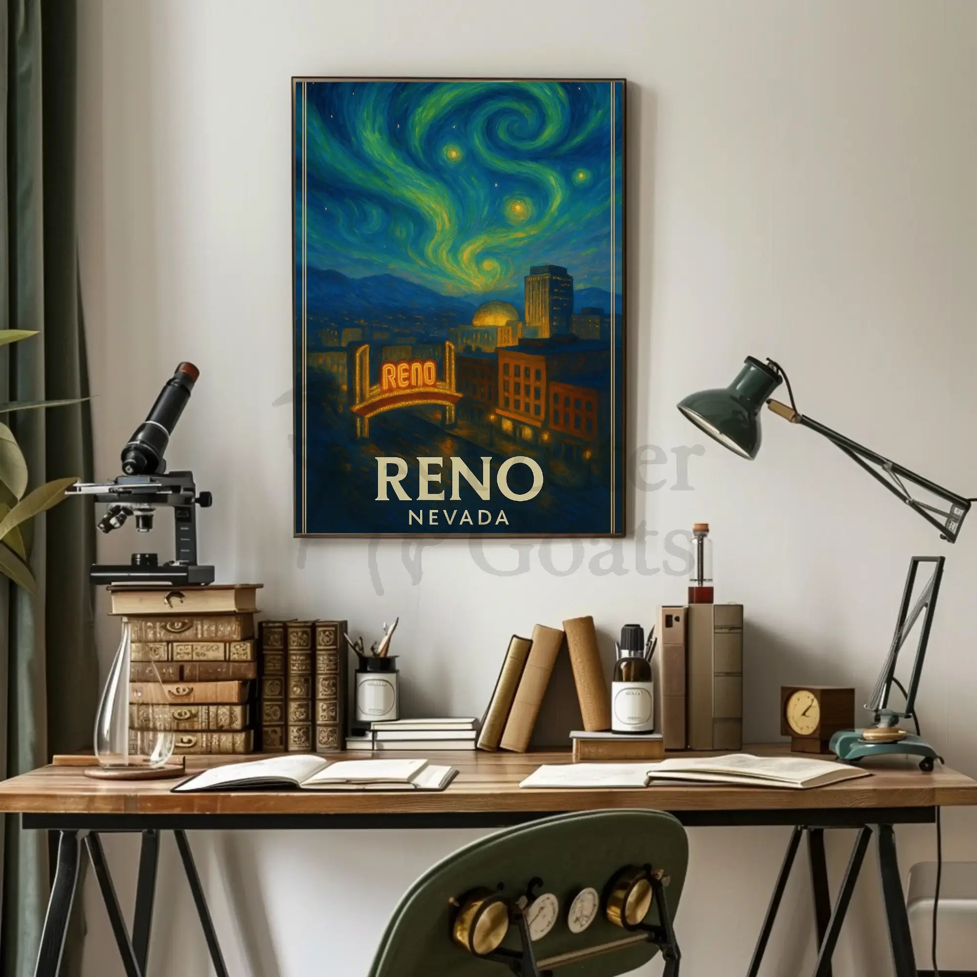 Reno Nightlife Inspired Artistic Travel Poster PosterGoat