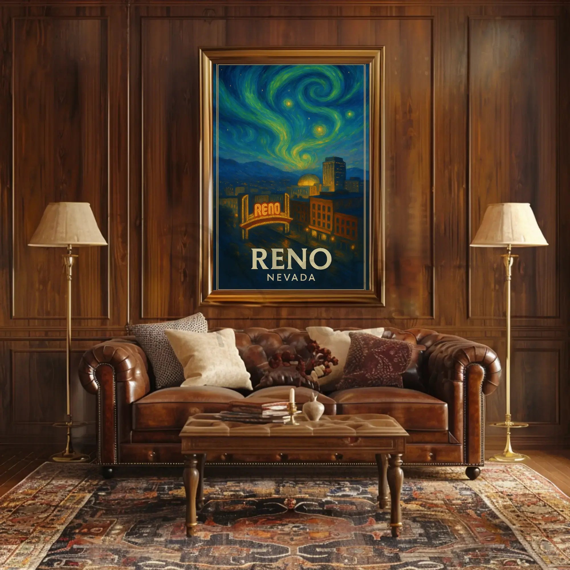 Reno Nightlife Inspired Artistic Travel Poster PosterGoat