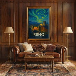 Reno Nightlife Inspired Artistic Travel Poster PosterGoat
