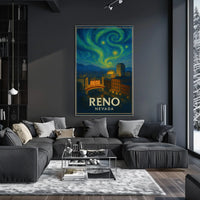 Reno Nightlife Inspired Artistic Travel Poster PosterGoat