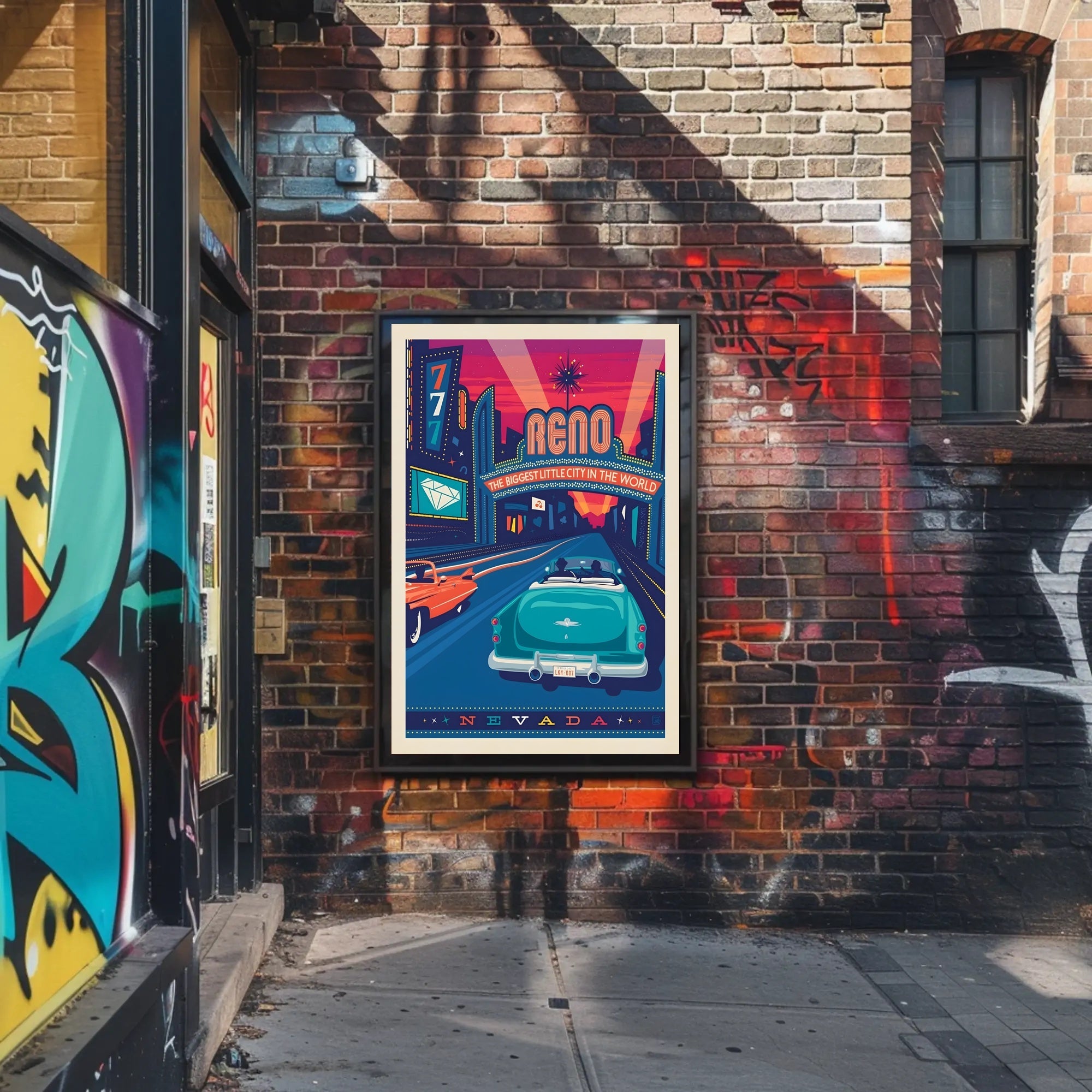 Reno Retro Casino Vibes Travel Poster PosterGoat