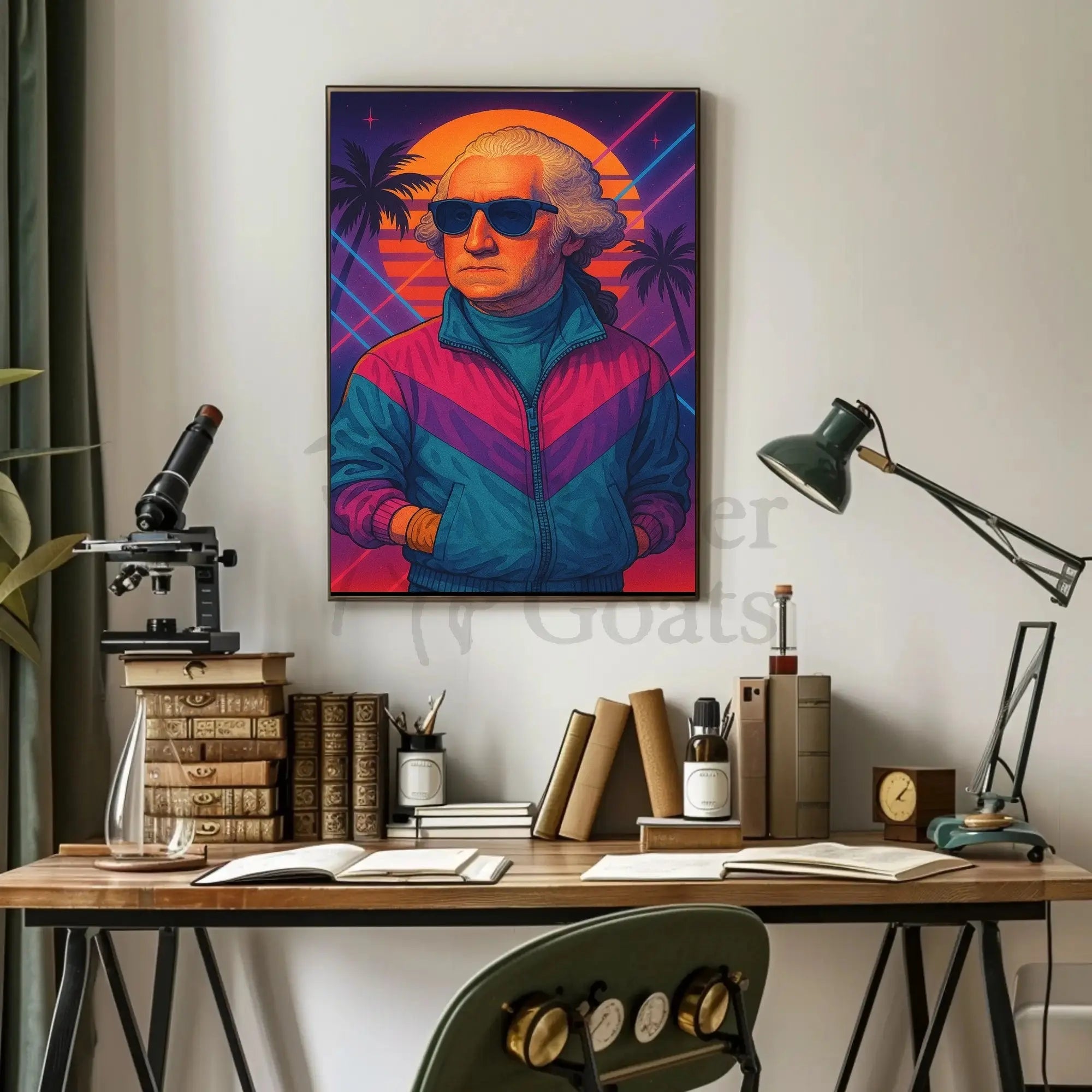Retro 1980s Historical Figure Pop Culture Poster PosterGoat