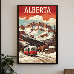 Retro Alberta Bus Adventure Travel Poster PosterGoat