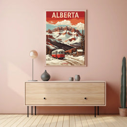 Retro Alberta Bus Adventure Travel Poster PosterGoat