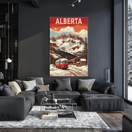 Retro Alberta Bus Adventure Travel Poster PosterGoat