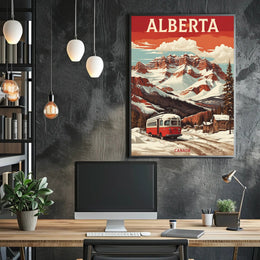 Retro Alberta Bus Adventure Travel Poster PosterGoat