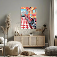 Retro American Diner Scene - Cultural or Heritage Poster PosterGoat