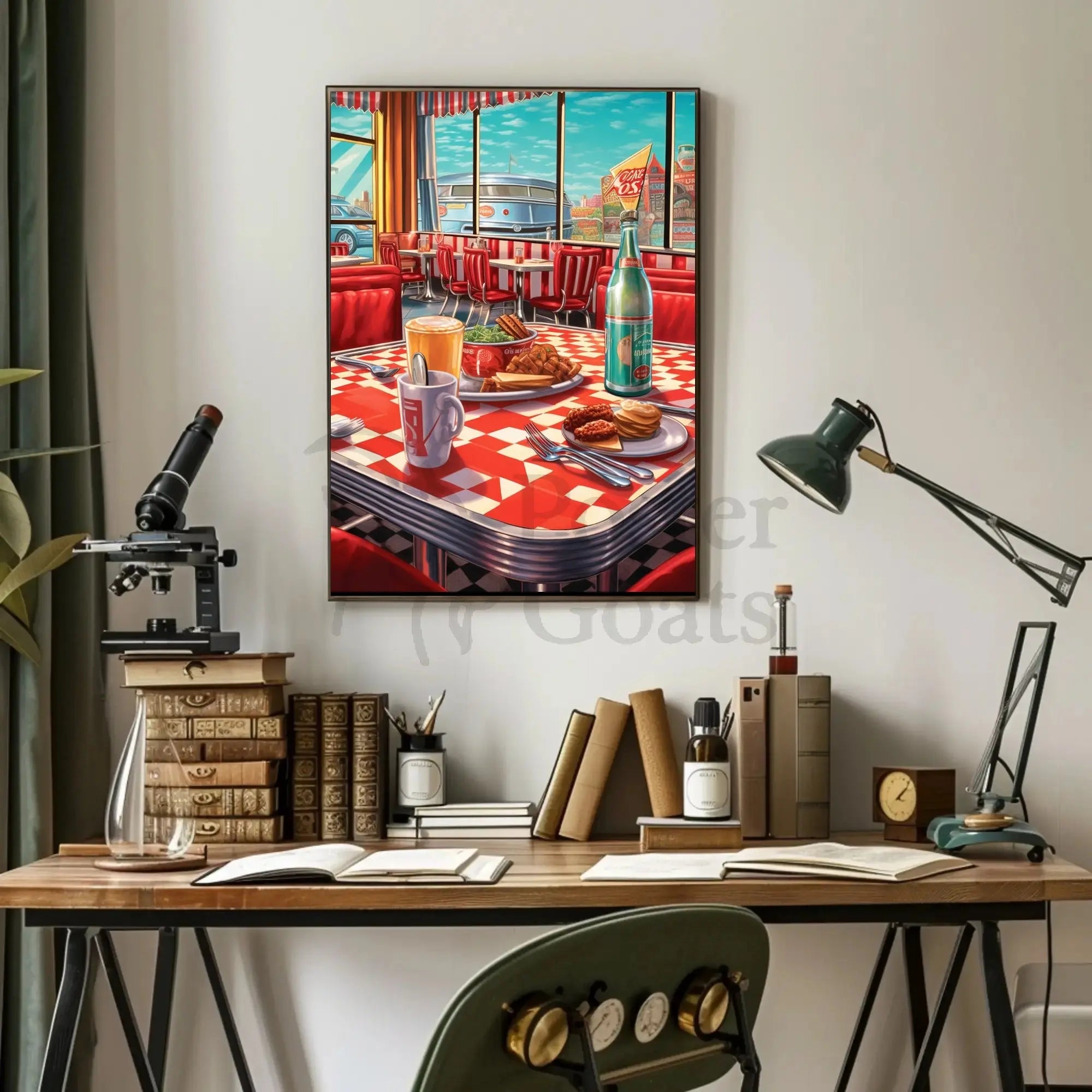 Retro American Diner Vibe with Nostalgic Heritage Poster PosterGoat