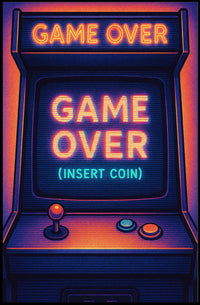 Retro Arcade Game Neon Design Pop Culture Poster PosterGoat
