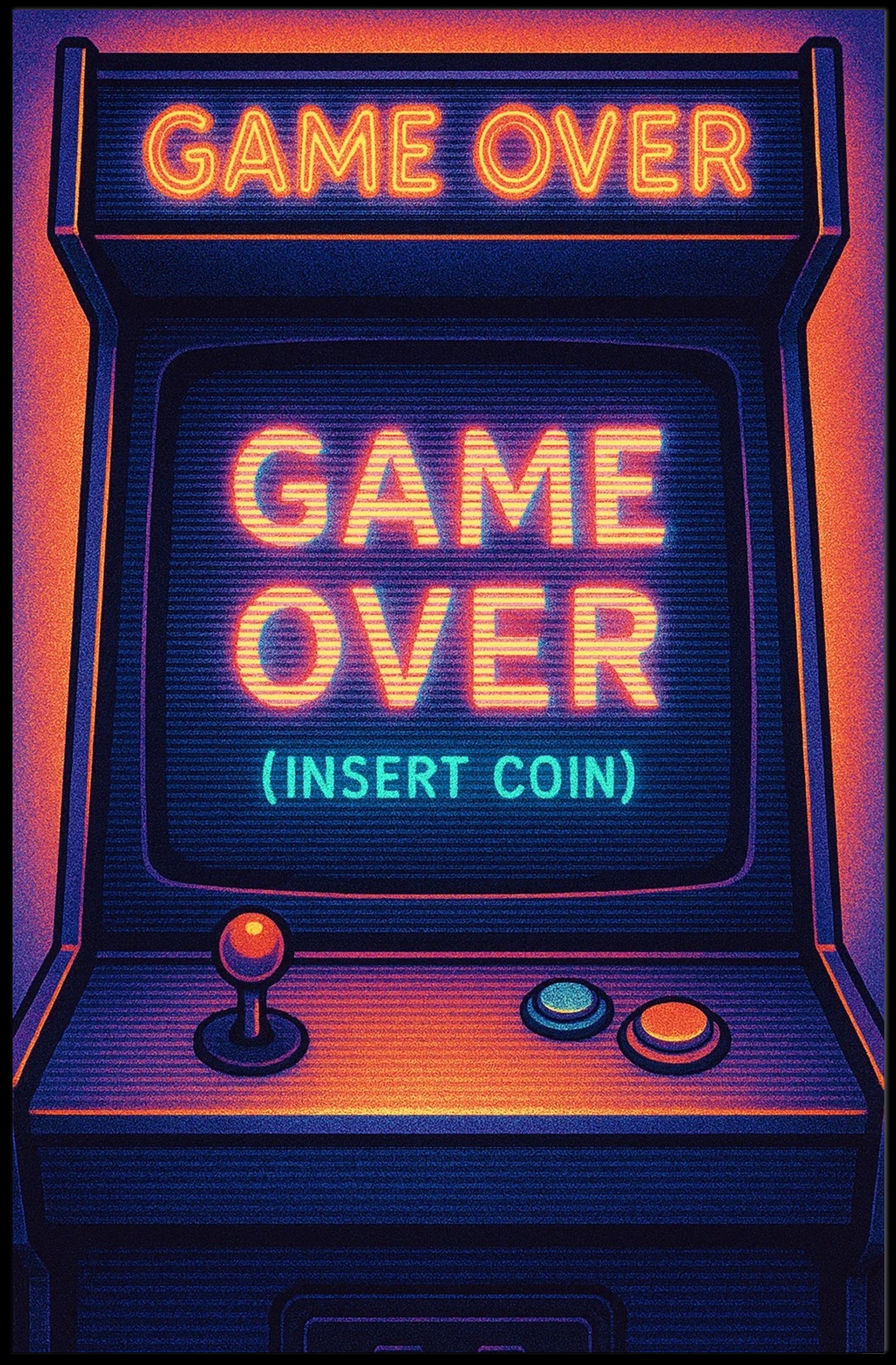Retro Arcade Game Neon Design Pop Culture Poster PosterGoat