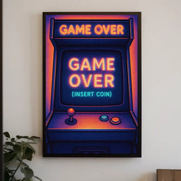 Retro Arcade Game Neon Design Pop Culture Poster PosterGoat