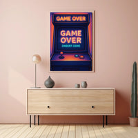 Retro Arcade Game Neon Design Pop Culture Poster PosterGoat