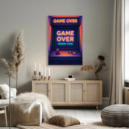 Retro Arcade Game Neon Design Pop Culture Poster PosterGoat