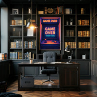 Retro Arcade Game Neon Design Pop Culture Poster PosterGoat