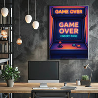 Retro Arcade Game Neon Design Pop Culture Poster PosterGoat