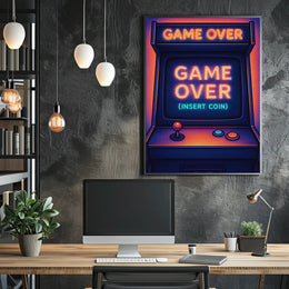 Retro Arcade Game Neon Design Pop Culture Poster PosterGoat