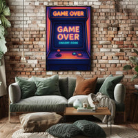 Retro Arcade Game Neon Design Pop Culture Poster PosterGoat