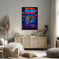 Retro Arcade Madness: Classic Gaming Pop Culture Poster PosterGoat