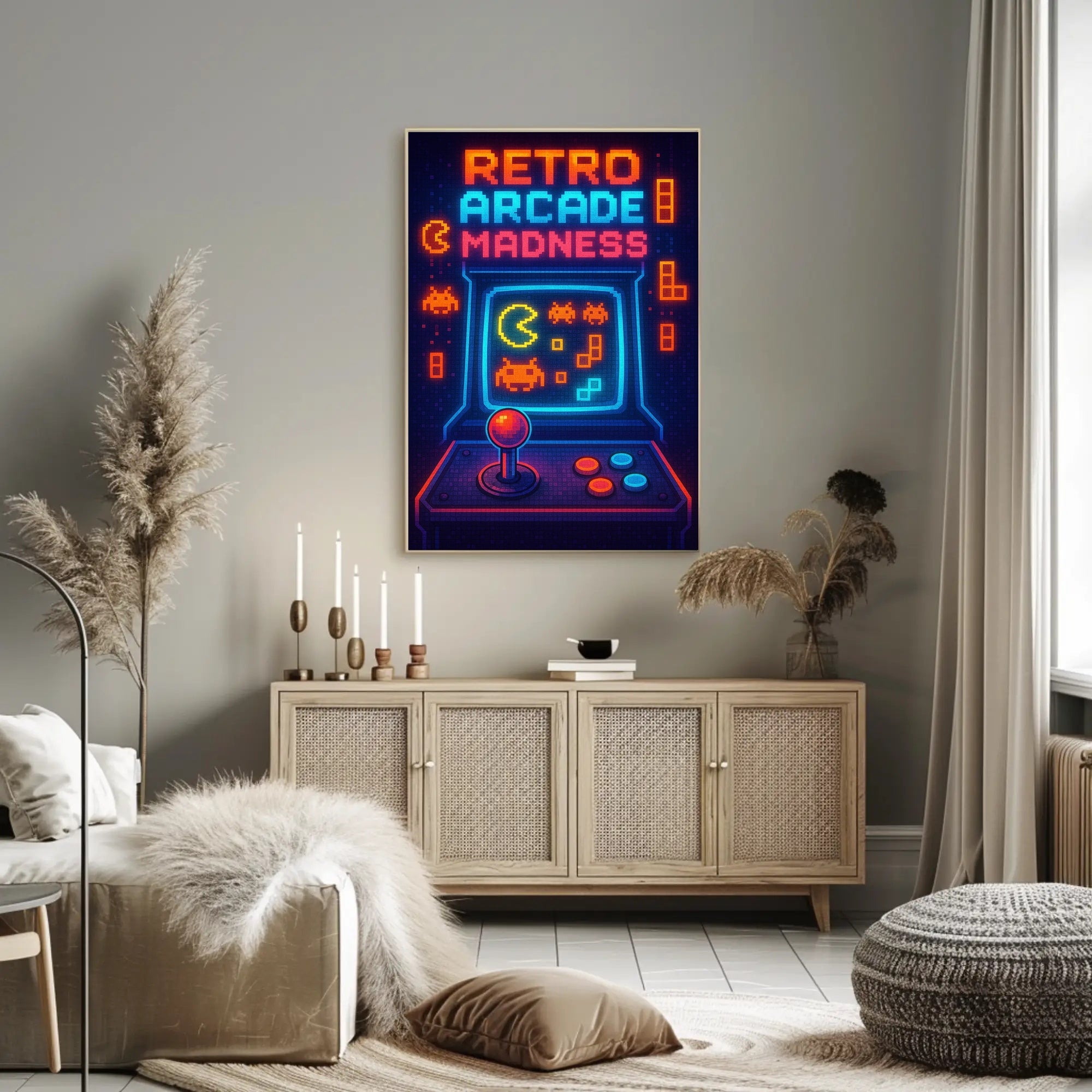 Retro Arcade Madness: Classic Gaming Pop Culture Poster PosterGoat