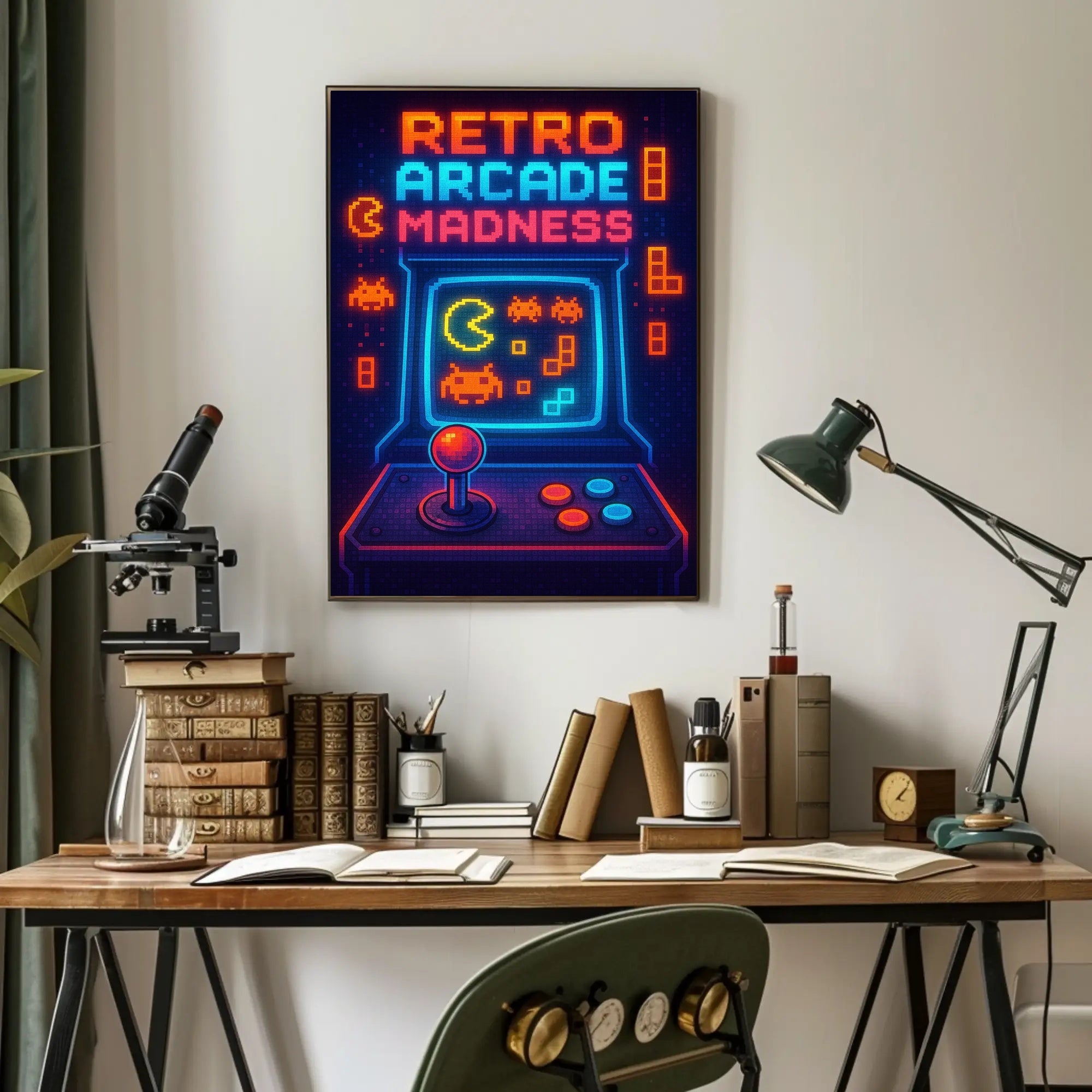 Retro Arcade Madness: Classic Gaming Pop Culture Poster PosterGoat