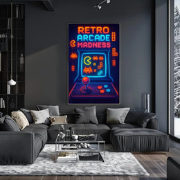 Retro Arcade Madness: Classic Gaming Pop Culture Poster PosterGoat
