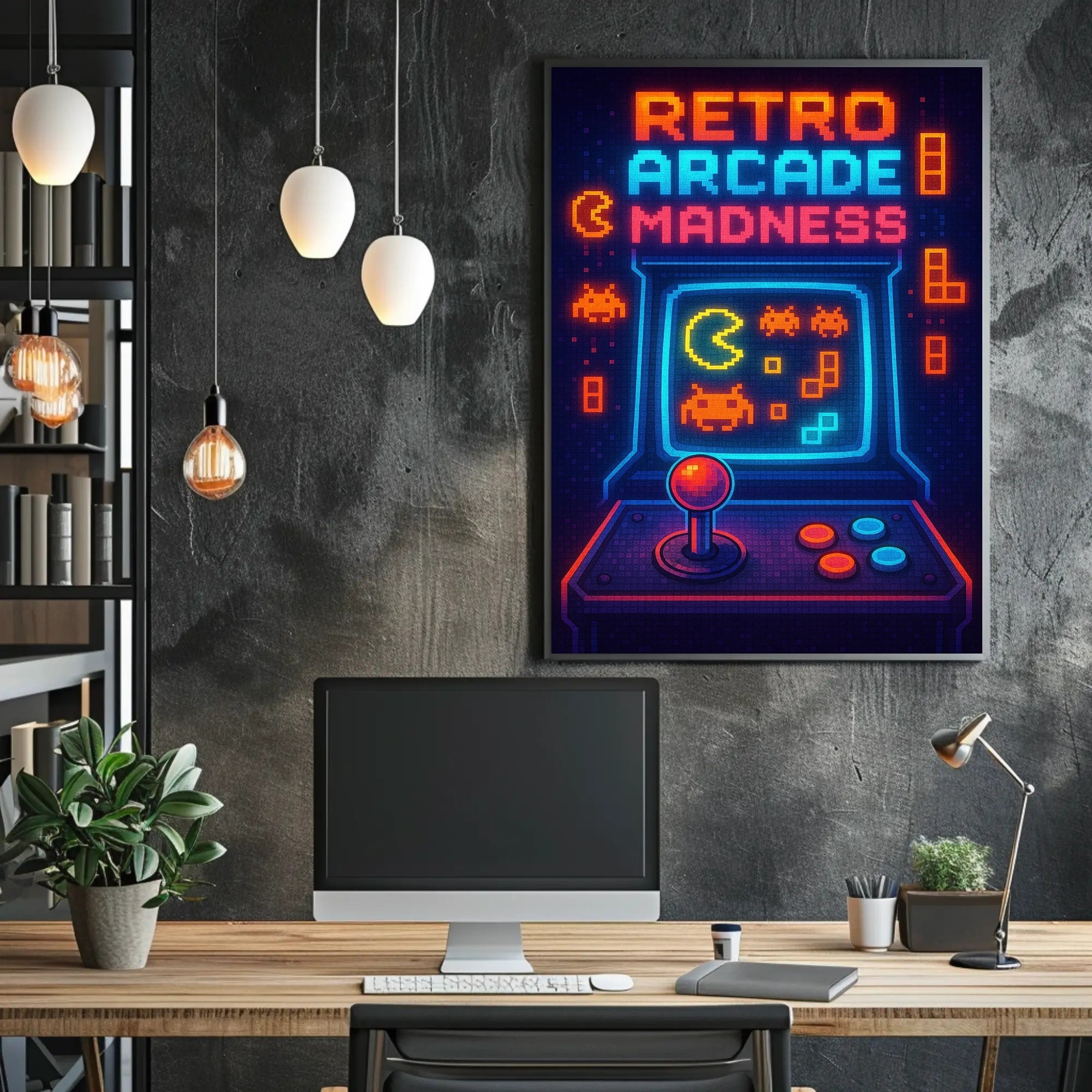 Retro Arcade Madness: Classic Gaming Pop Culture Poster PosterGoat