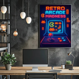 Retro Arcade Madness: Classic Gaming Pop Culture Poster PosterGoat