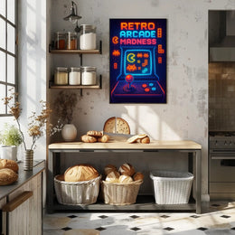 Retro Arcade Madness: Classic Gaming Pop Culture Poster PosterGoat