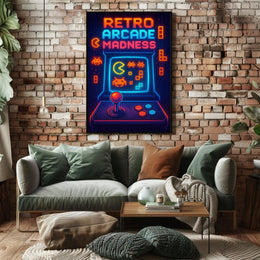 Retro Arcade Madness: Classic Gaming Pop Culture Poster PosterGoat