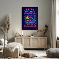 Retro Arcade Madness: Neon Pop Culture Poster PosterGoat