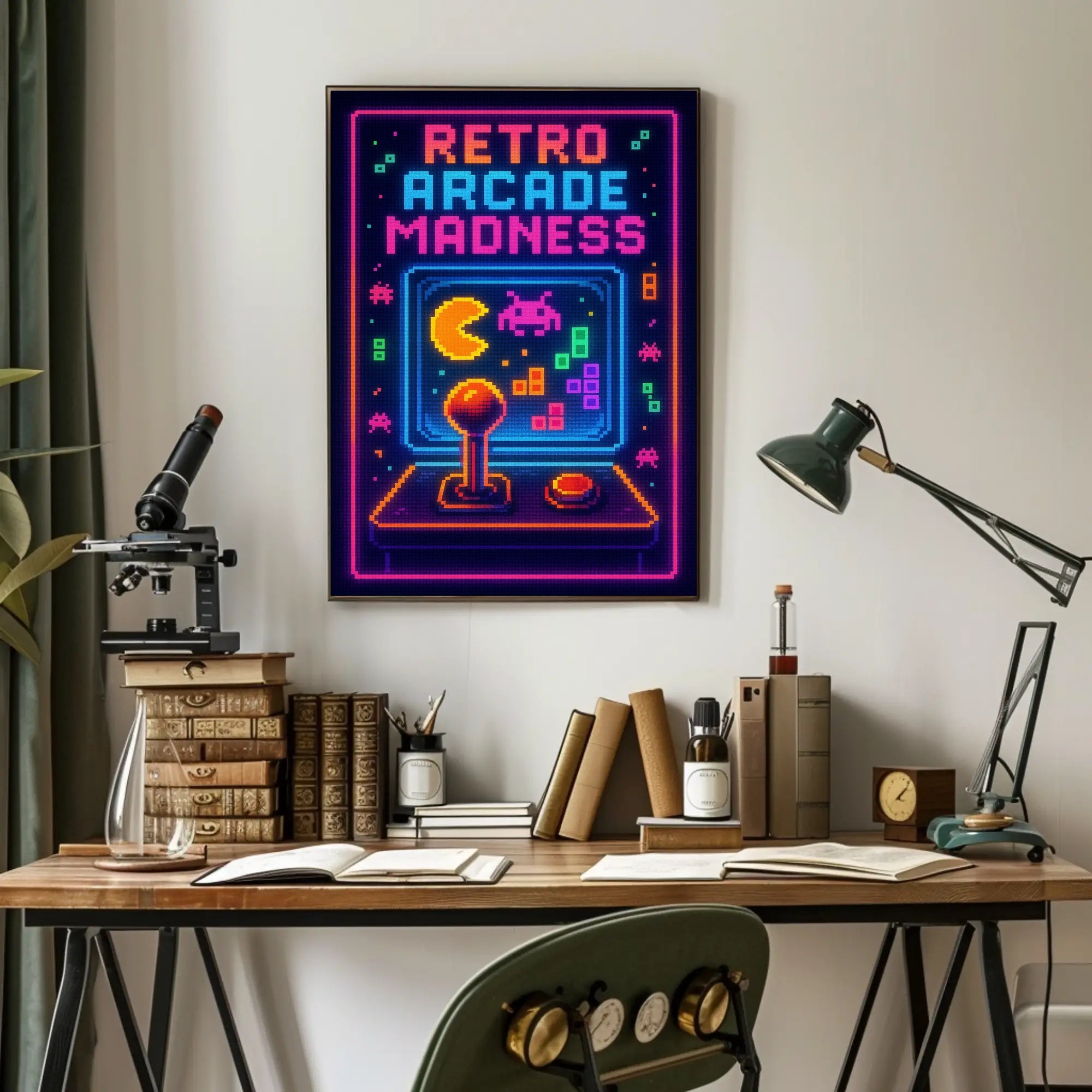 Retro Arcade Madness: Neon Pop Culture Poster PosterGoat