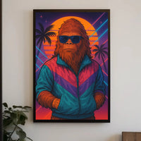Retro Bigfoot Synthwave Art Print for Pop Culture Poster PosterGoat