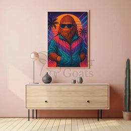 Retro Bigfoot Synthwave Art Print for Pop Culture Poster PosterGoat