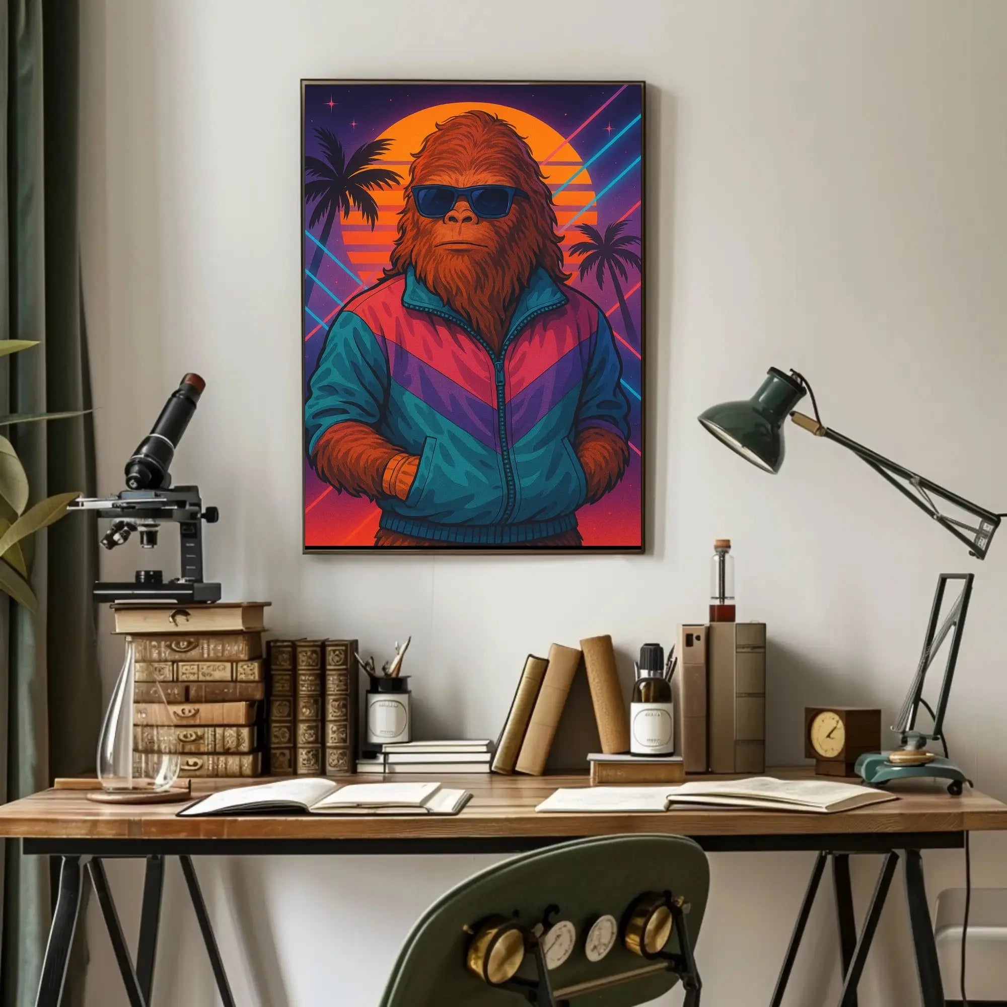 Retro Bigfoot Synthwave Art Print for Pop Culture Poster PosterGoat