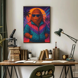 Retro Bigfoot Synthwave Art Print for Pop Culture Poster PosterGoat