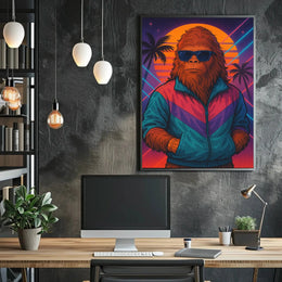 Retro Bigfoot Synthwave Art Print for Pop Culture Poster PosterGoat