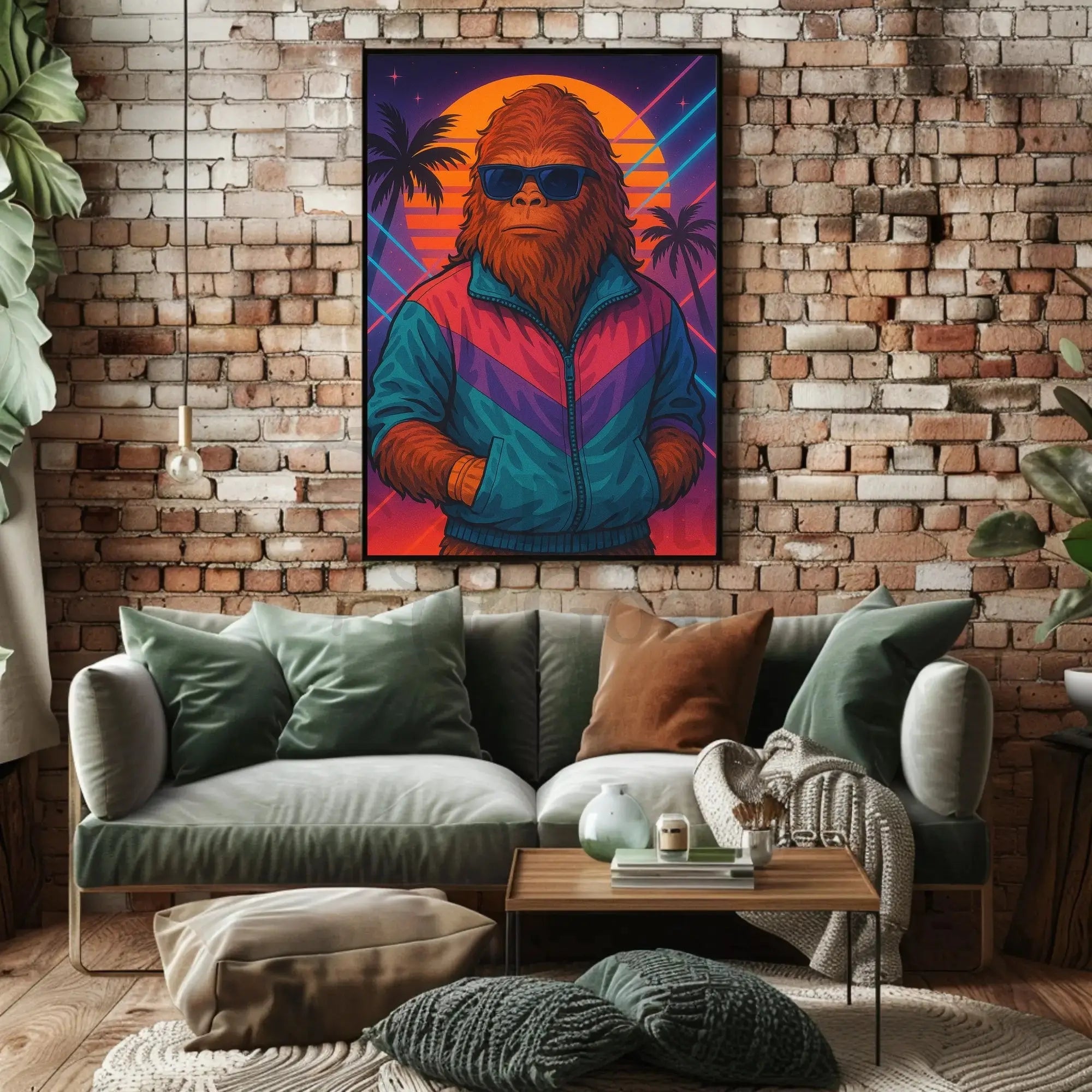 Retro Bigfoot Synthwave Art Print for Pop Culture Poster PosterGoat