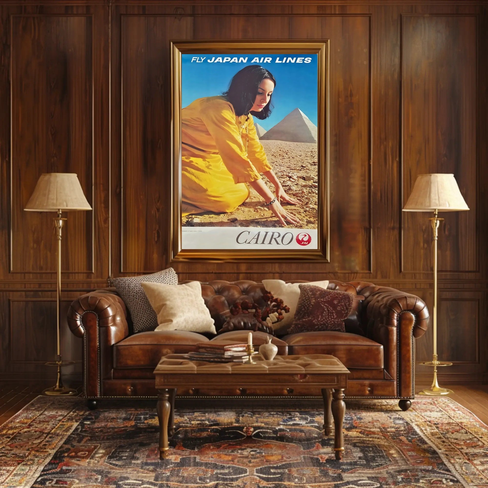 Retro Cairo Travel Poster with Pyramids and Japan Airlines PosterGoat
