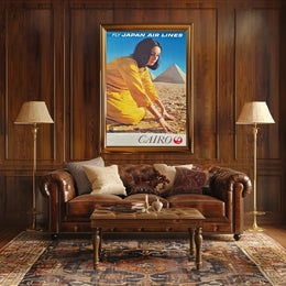 Retro Cairo Travel Poster with Pyramids and Japan Airlines PosterGoat